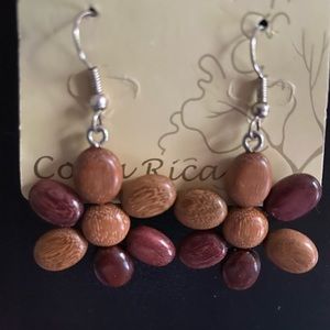 Beautiful natural wood flower earrings